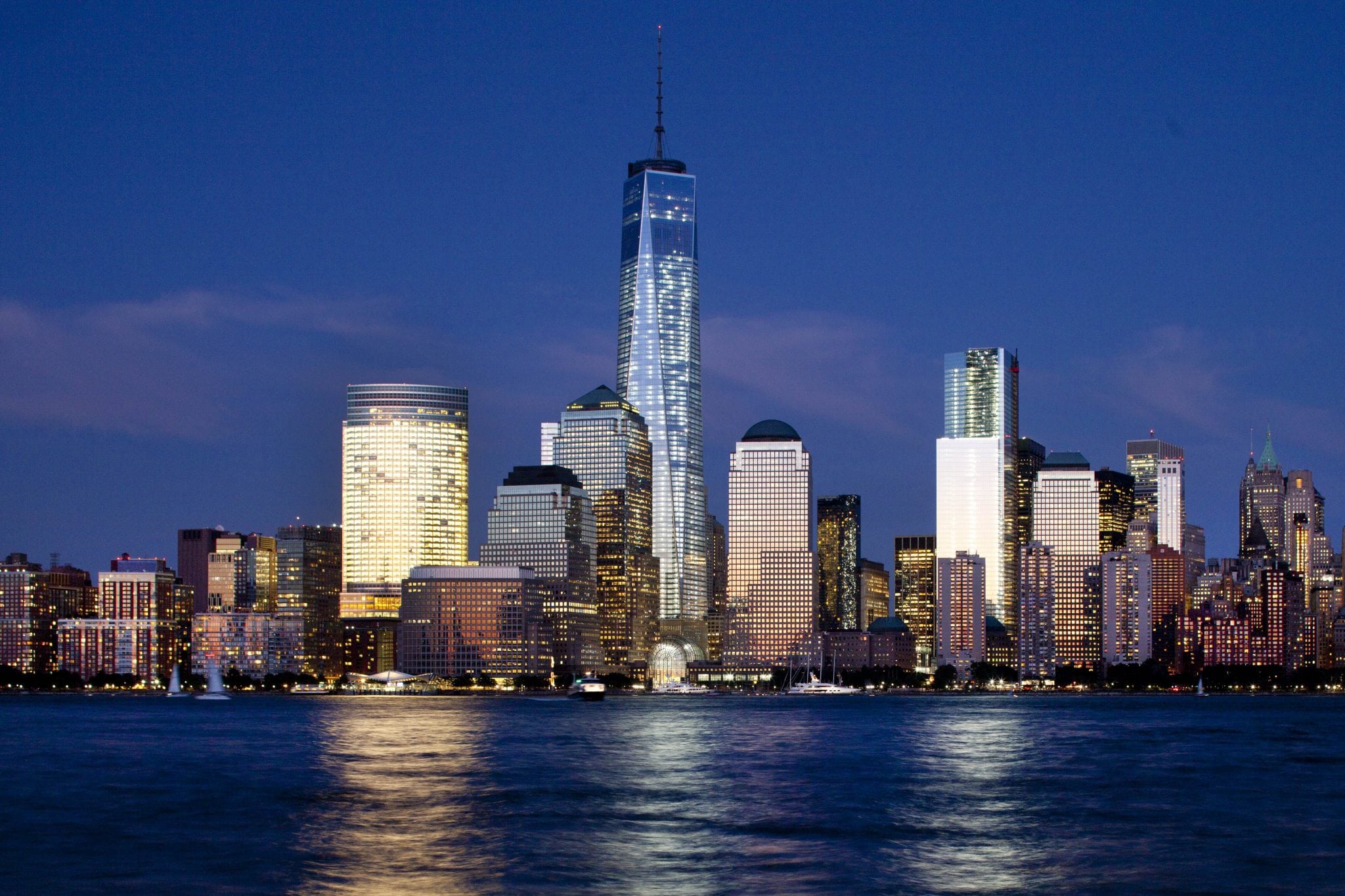 In this Sept. 4, 2013 file photo, One World Trade Center rises above the lower Manhattan skyline in New York. 