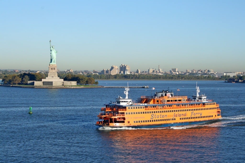 The Staten Island Ferry goes by the Statue of Liberty. 