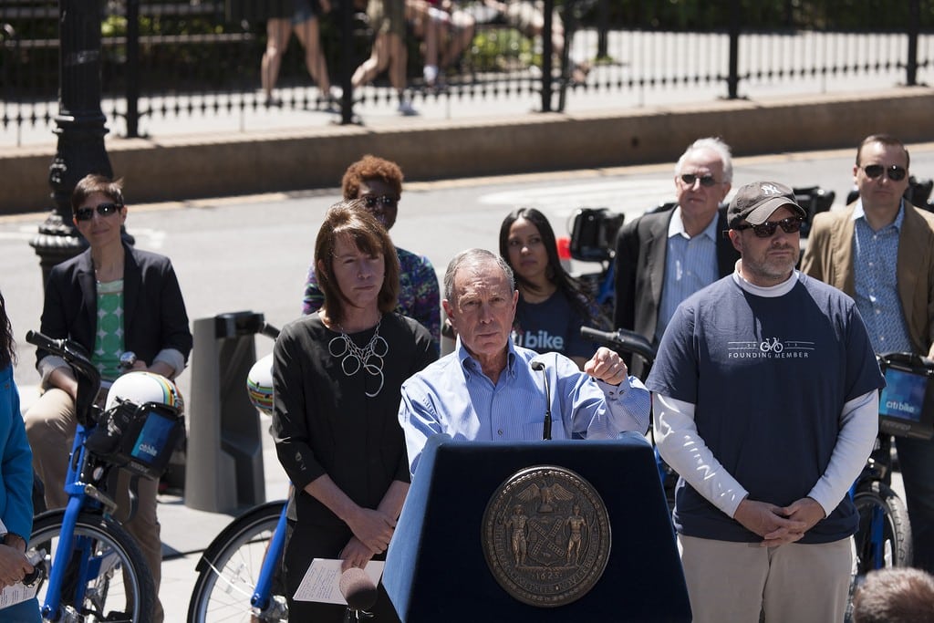 Mayor Michael R. Bloomberg and DOT Commissioner Janette Sadik-Khan announce the launch of Citi Bike, the nation's largest bike share system in May 27, 2013.