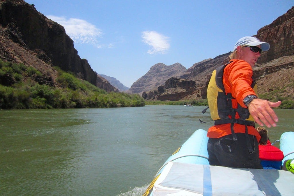 A man leads a rafting trip in the Grand Canyon National Park. 