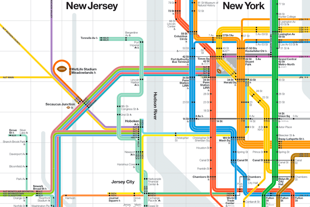 The MTA's Regional Transit Diagram designed for Super Bowl attendees. 