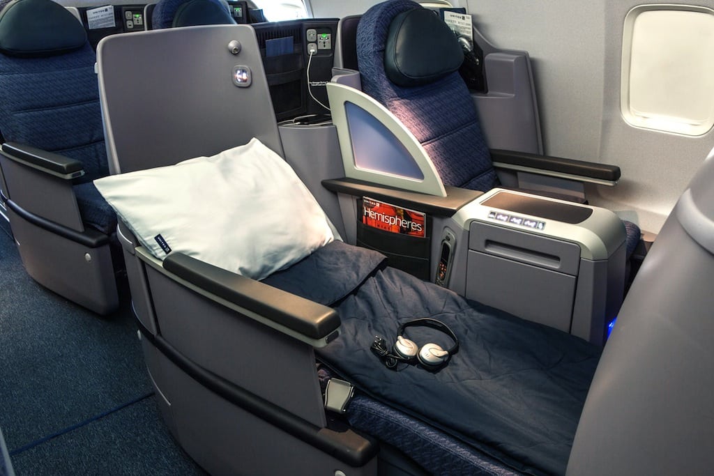 United BusinessFirst flat-bed seats offer flyers up to 6-feet 4-inches of sleeping space and are 21-inches wide. 