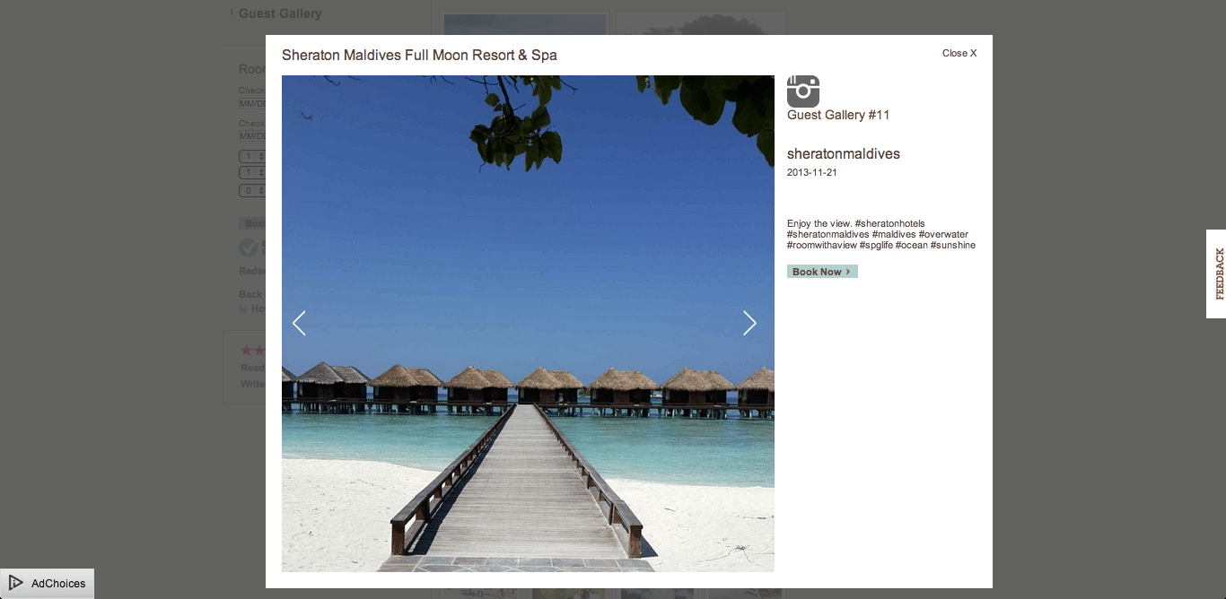 A guest image from the Sheraton's Maldives property. 