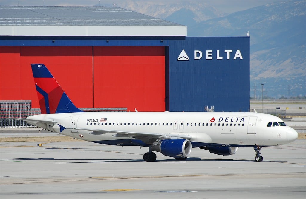Delta Air Lines plane gets ready to depart from Salt Lake City Airport. 