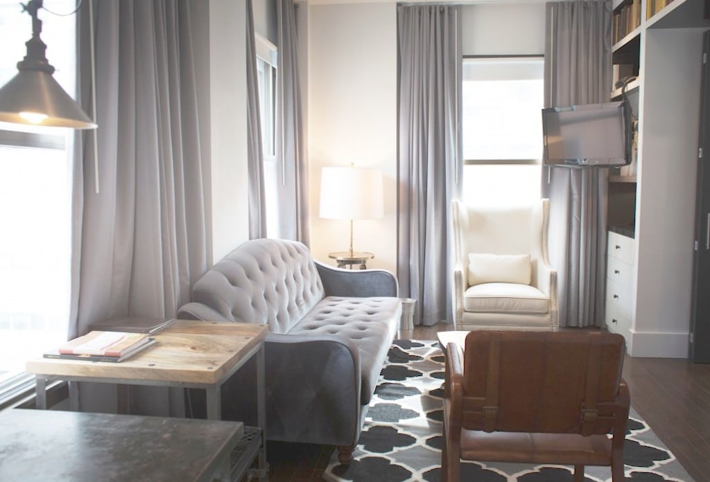 HotelTonight has added a Shake feature to its iPhone app, making the fastest hotel-booking app in the world even faster. Pictured is a corner suite in the Duane Street Hotel in the Tribeca section of Manhattan.