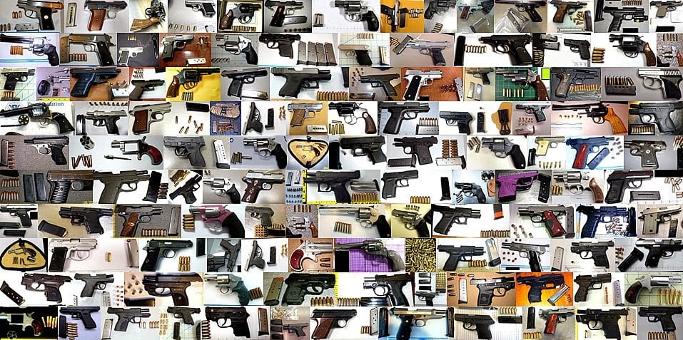 Above are a few of the 1,477 loaded firearms discovered in carry-on baggage in 2013. 