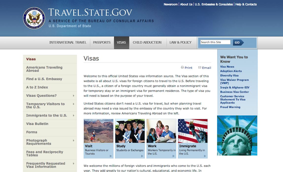 website at travel.state.gov