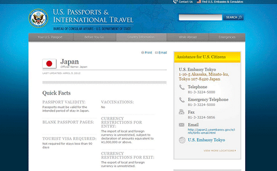 japan travel state department
