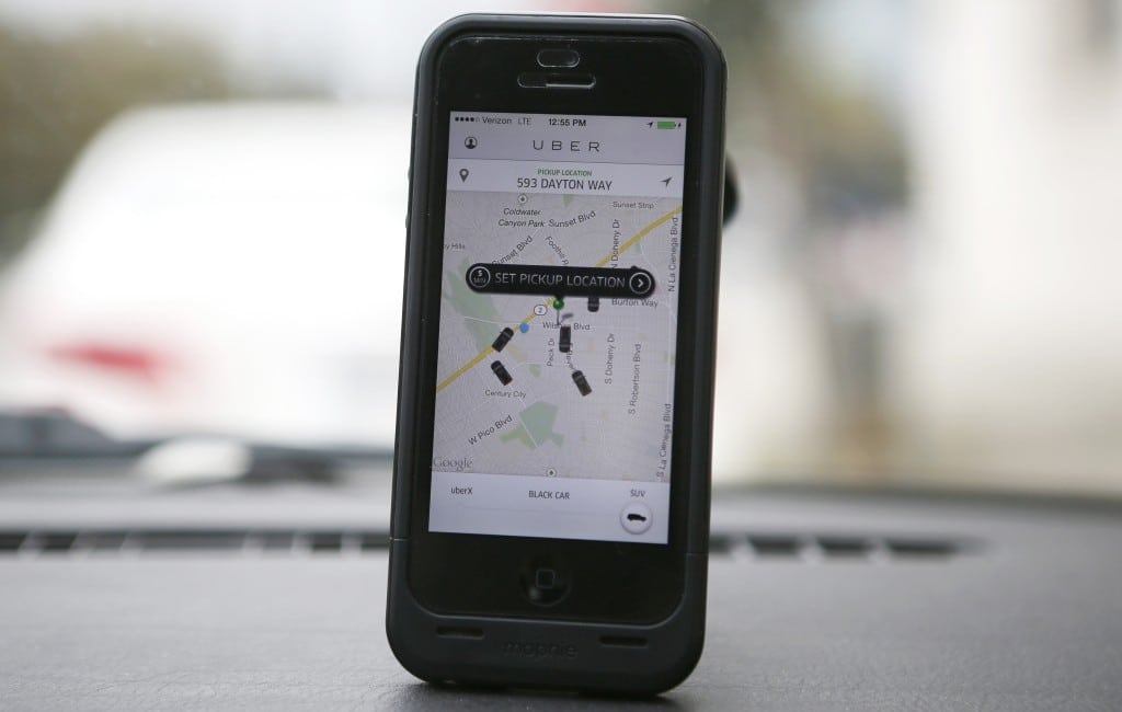 An iPhone displaying transportation app Uber.