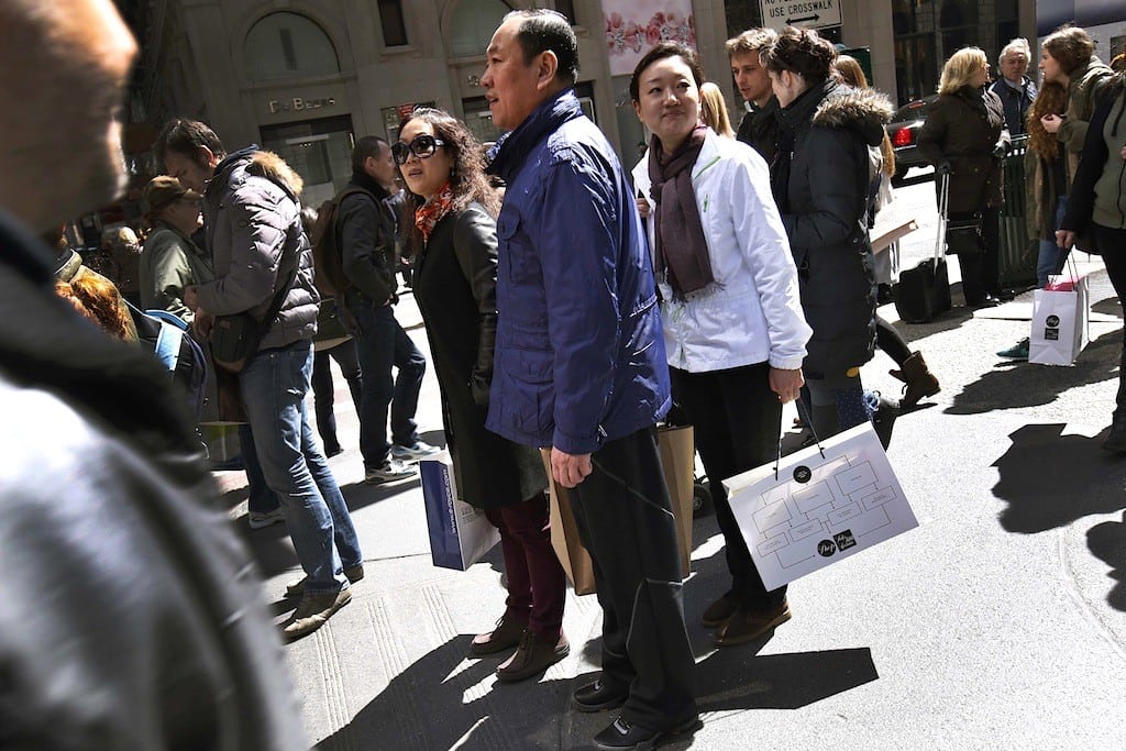 Chinese shoppers along 5th Avenue in New York City. 
