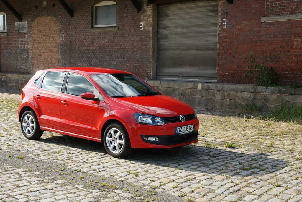 A red Volkswagen Polo is one of the cars that drivers will use for UberPop. 