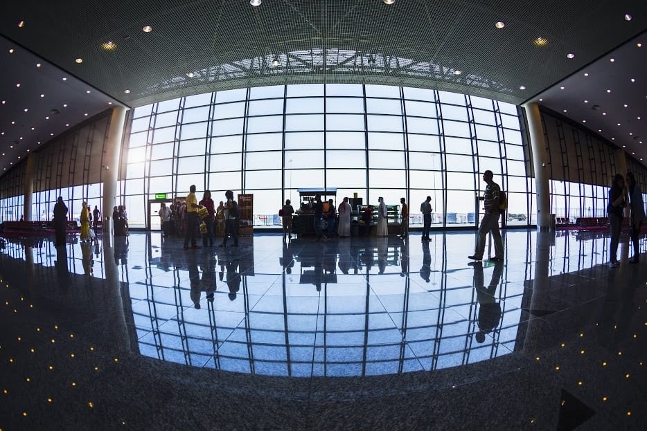 Al Maktoum International Airport interior, by the gates.