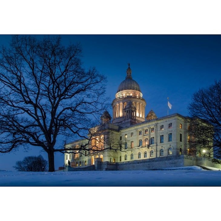 Any ugly Rhode Island politics are all inside the building. From the exterior at night, the Rhode Island Statehouse looks iconic.