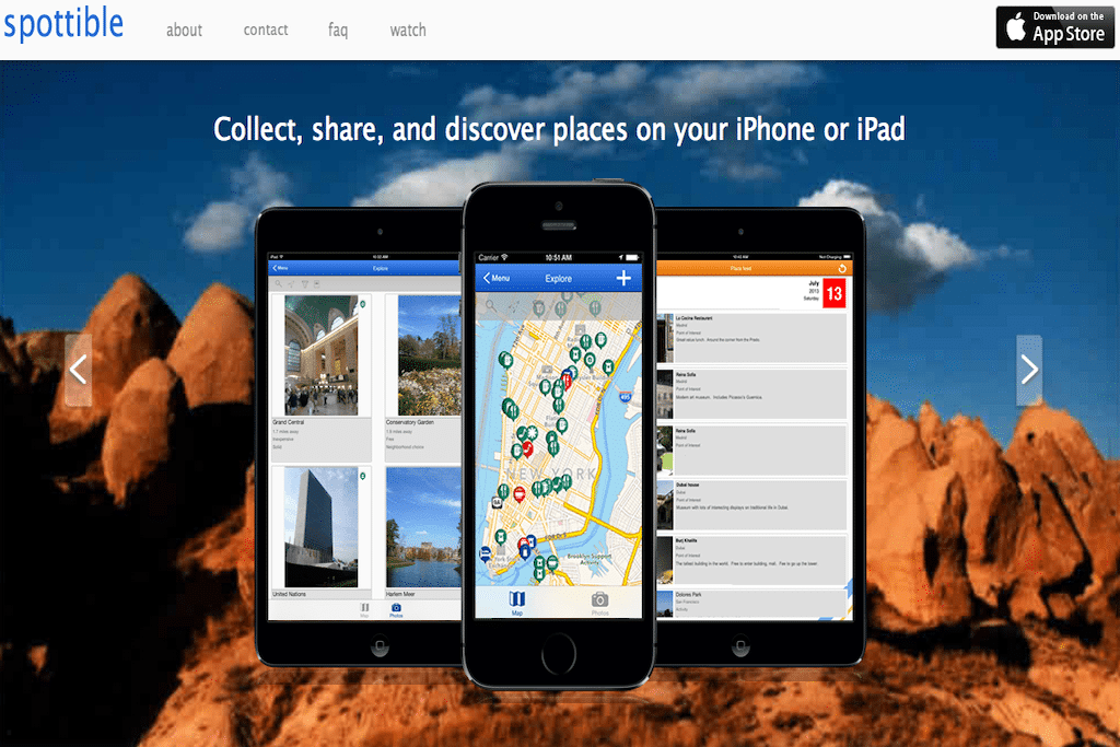 Spottible is an app that lets users keep track of places they have or would like to visit in a certain city. 