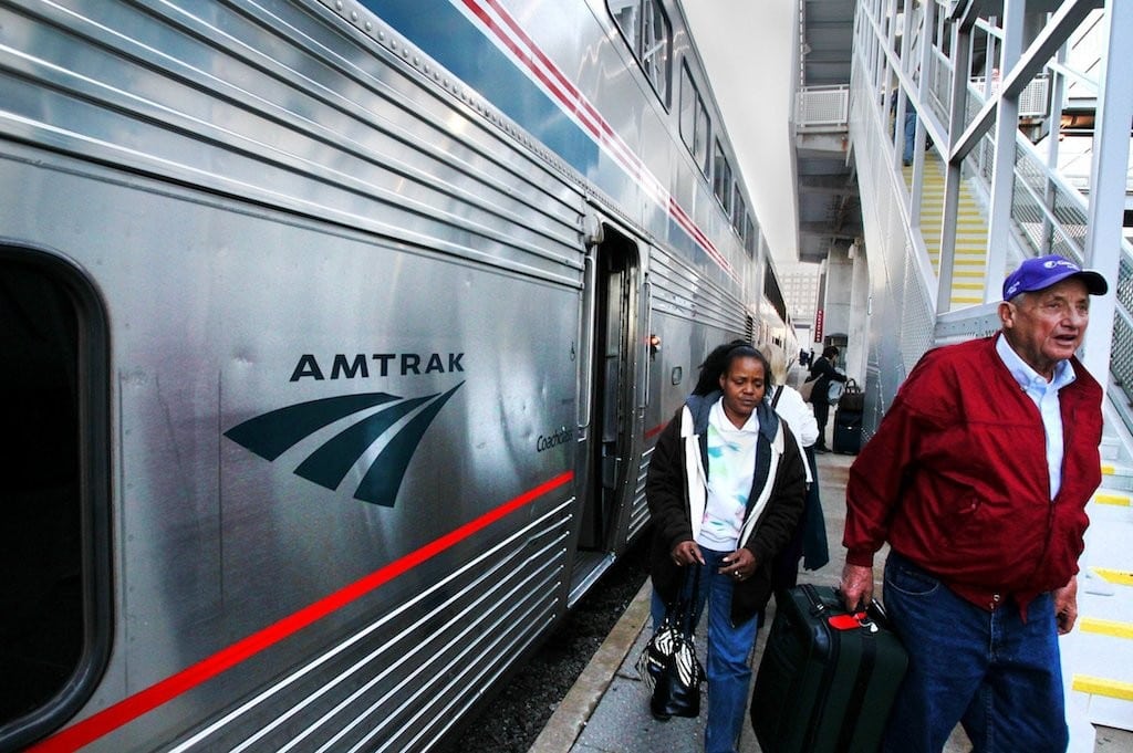 Rocketrip hopes to incentivize travelers to book travel that saves their companies money. Picutred is Amtrak's Southwest Chief, seen here pulling into Kansas City's Union Station October 25, 2013. 