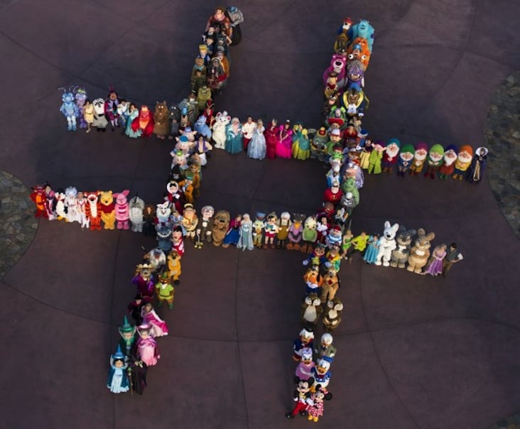 Disney Parks organizes 140 characters into the shape of a hashtag for an event announcement. 