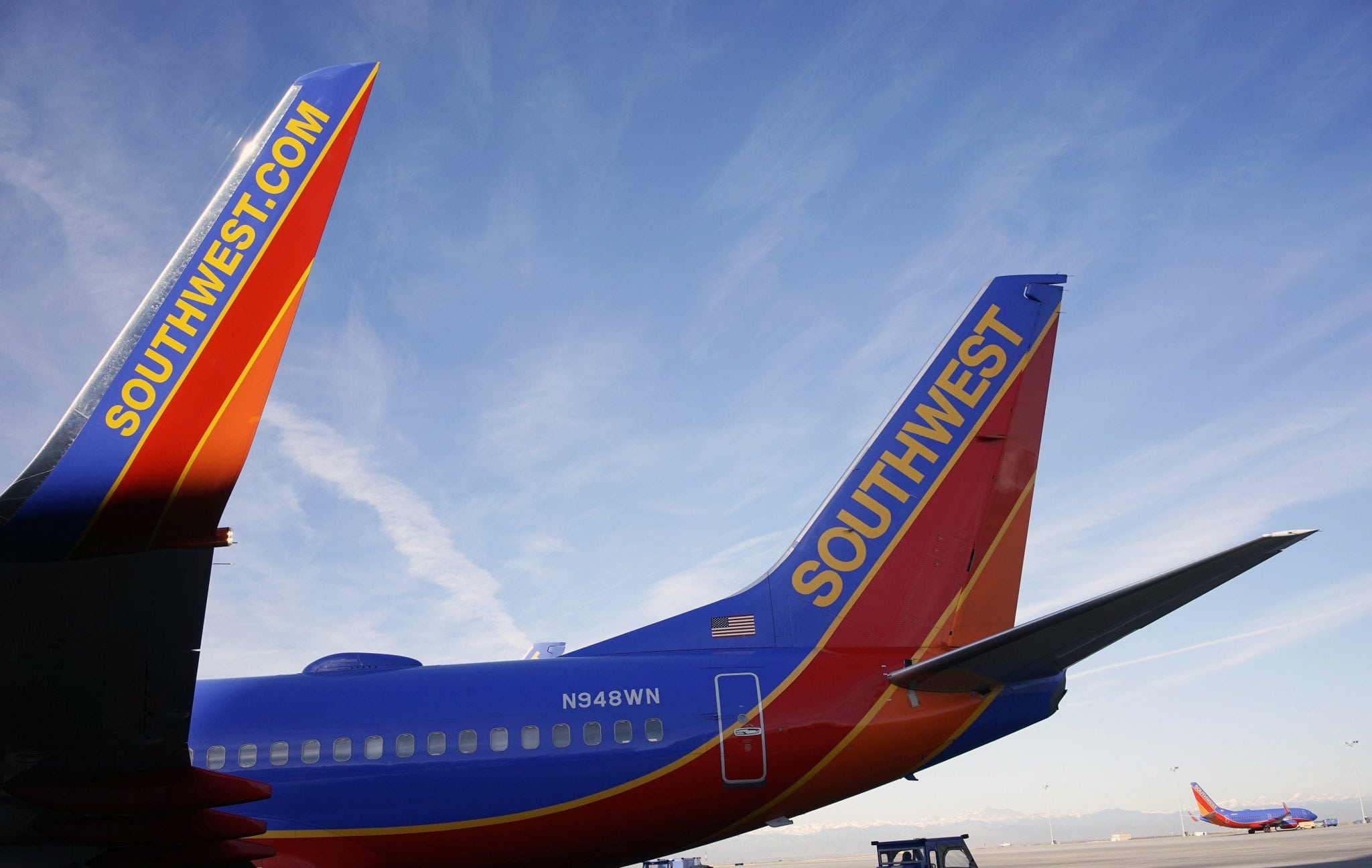 A Southwest Airlines jet waits on the tarmac at Denver International Airport in Denver January 22, 2014. 