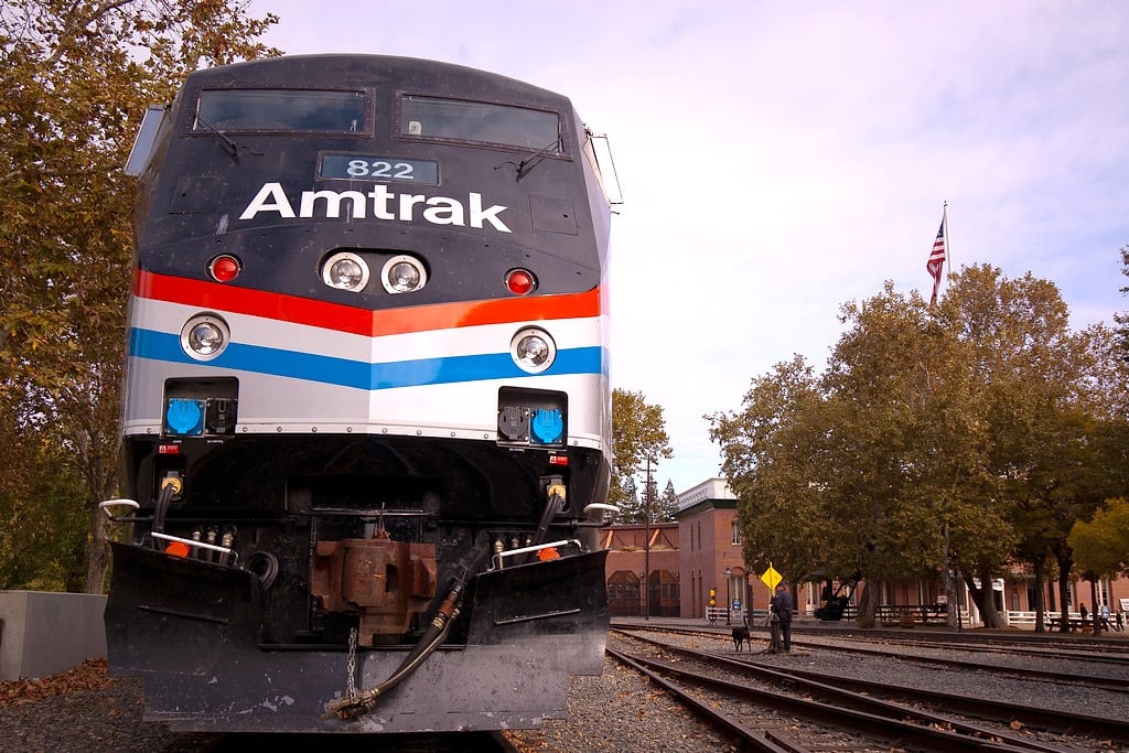 This Amtrak P40 822 engine, originally built by General Electric in 1993, was selected as one of 15 P40 locomotives to be upgraded and returned to service as part of the American Recovery and Reinvestment Act of 2009.