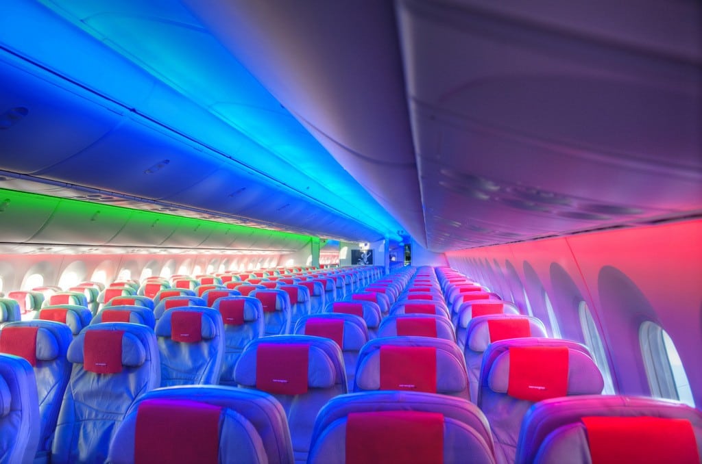 The interior of Norwegian Air's Dreamliner.