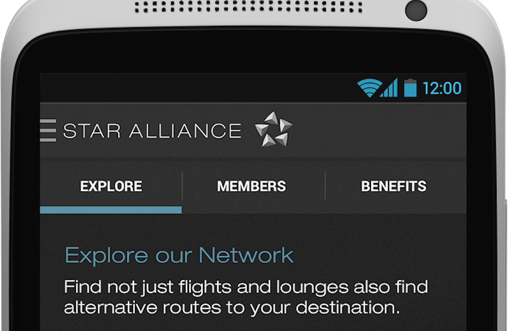 The current Star Alliance app on an Android device.