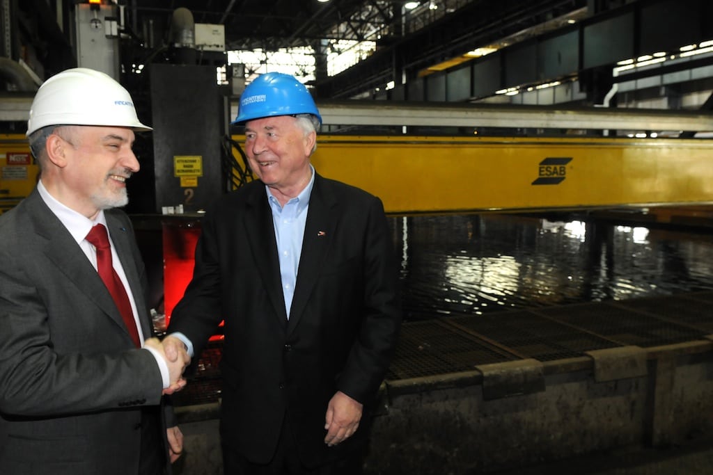 Viking Cruises founder Torstein Hagen at a steel-cutting event for the new Viking Star.