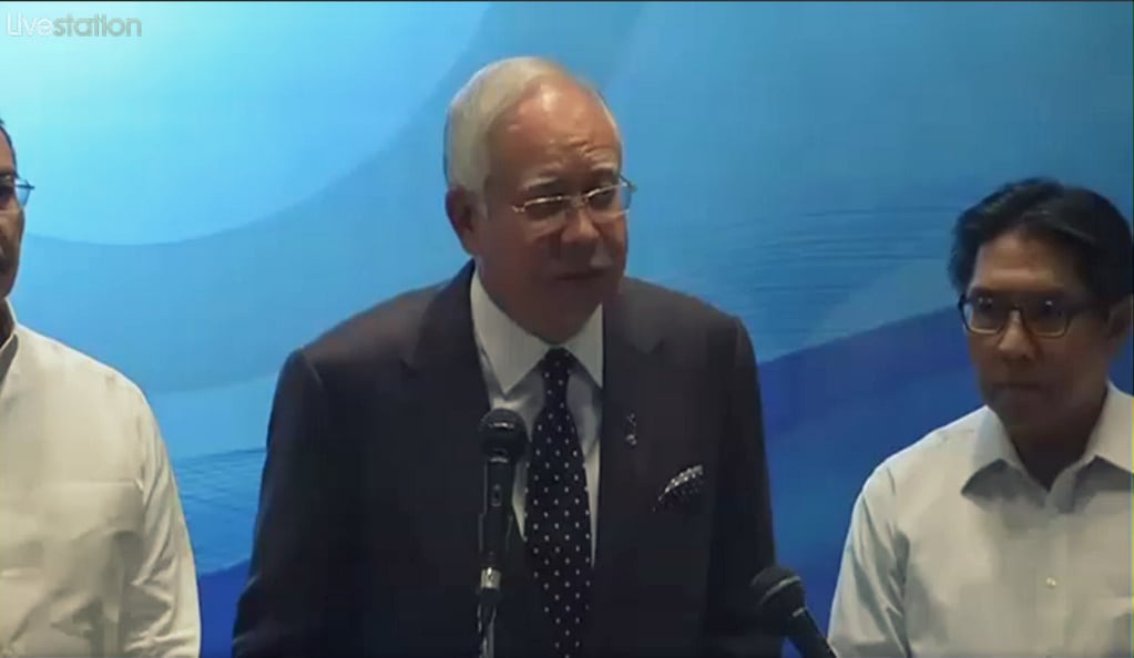 The Prime Minister of Malaysia Najib Razak, at the press conference today.