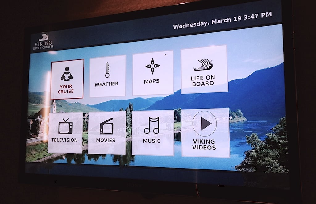 The television as information portal on Viking Cruises' new ships. 