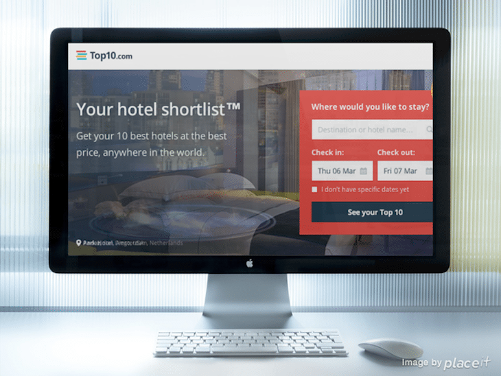 London-based hotel metasearch site Top10.com curates hotels into a shortlist of recommendations.