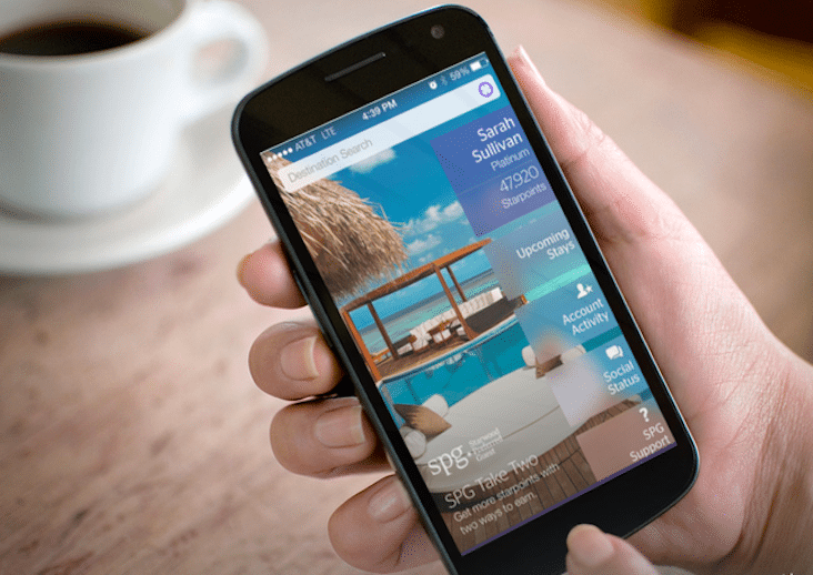 A customer logs on to Starwood Hotels & Resorts' mobile app. 