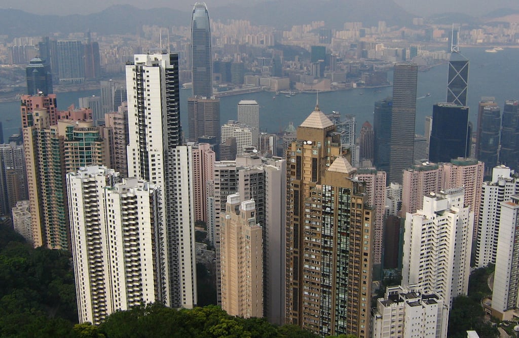 This is a view from on top of Victoria Peak in Hong Kong in 2008.