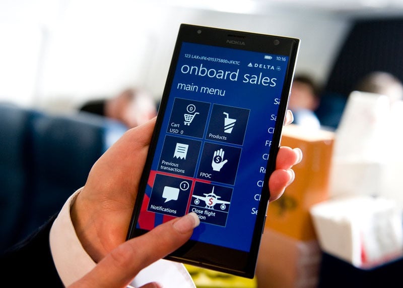 Delta flight attendants use Nokia Lumia 1520 devices on board. 