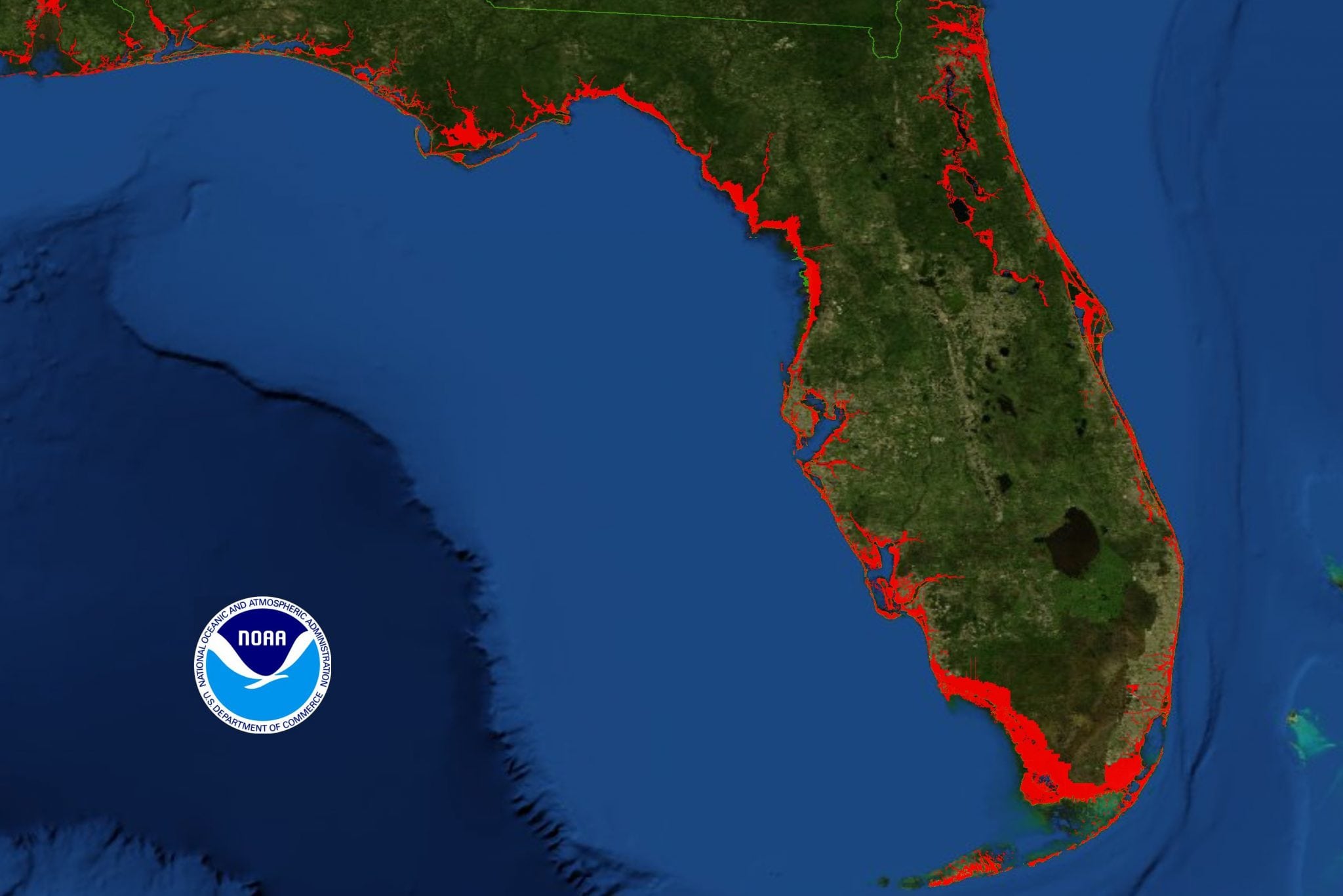 The most recent modeling data for a three-foot rise in sea levels, which climate scientists project could happen in Florida by 2100.