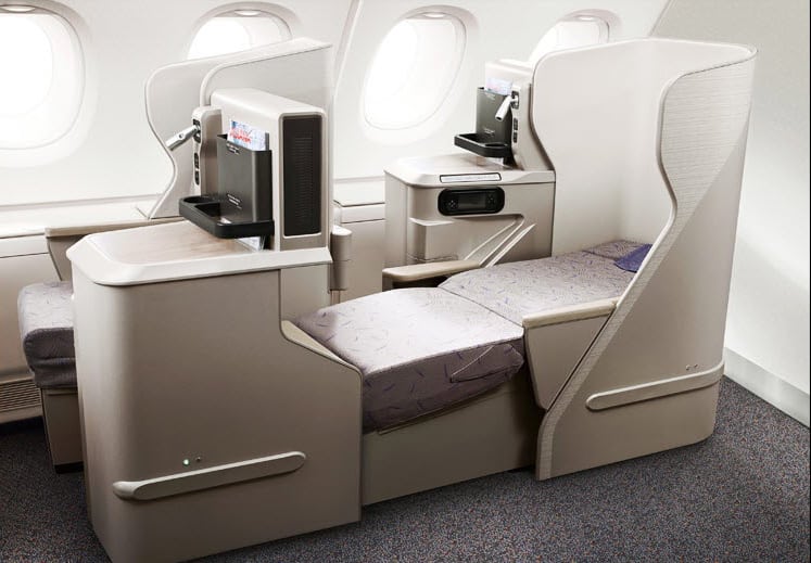 Business class seats on Asiana Airlines. 