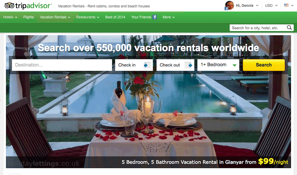 TripAdvisor's Vacation Rental Portal. The company is one of the largest marketplaces in the industry. 