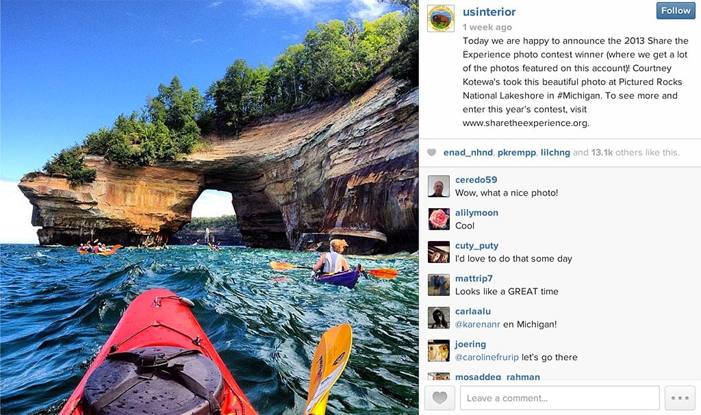 Rocks National Lakeshore in Michigan. "Share the Experience" winning photo.