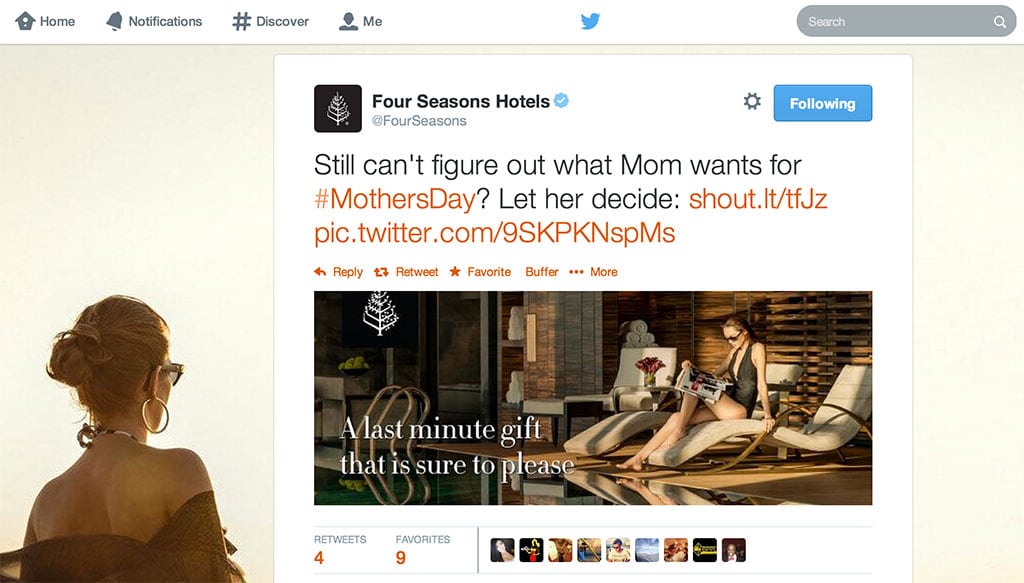 The hotel brand targeted Mother's Day for its Twitter efforts this week. 