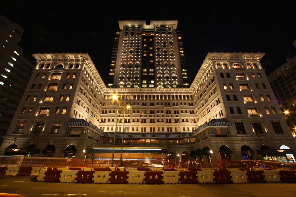 The front of the Peninsula Hotel in Hong Kong.