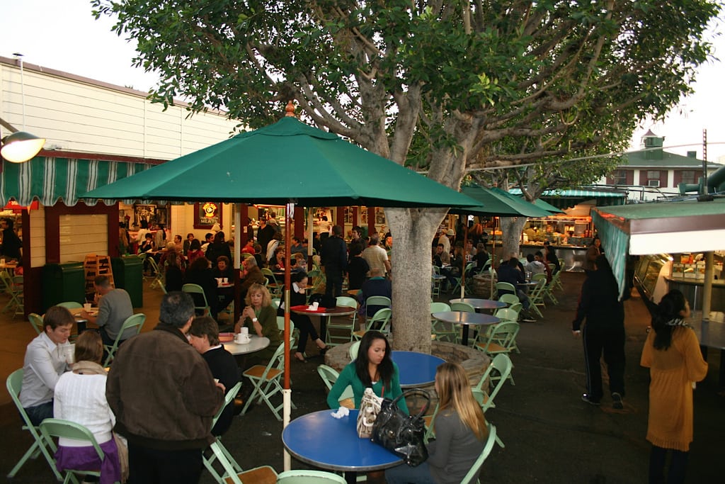 Diners at Los Angeles' farmers' market.