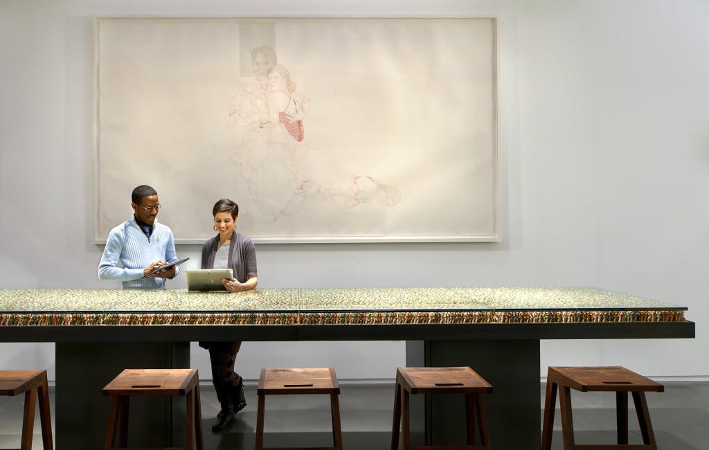 American hotels are still the most-used accommodation type by international travelers visiting the U.S. Pictured here are guests at the 21c Museum Hotel Cincinnati.