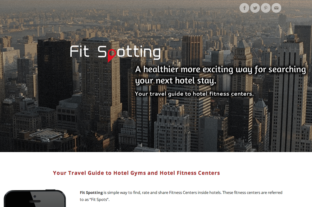 Fit Spotting application allows travelers to search for Hotels and view their Fit Spot rating based on their Fitness Center.