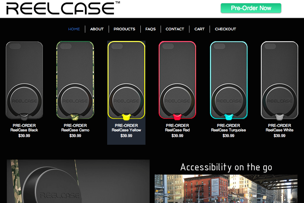 ReelCase is a cell phone case with an retractable lockable lanyard integrated into the back of the smartphone case.