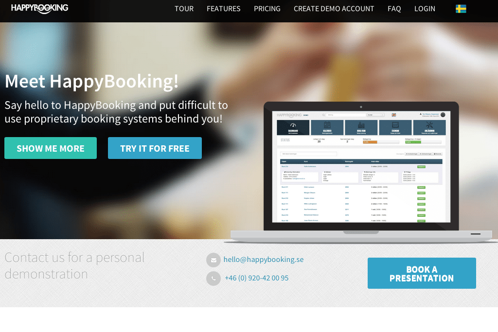 HappyBooking is an online booking system for supporting rental businesses such as hotels, hostels, and airport parkings.