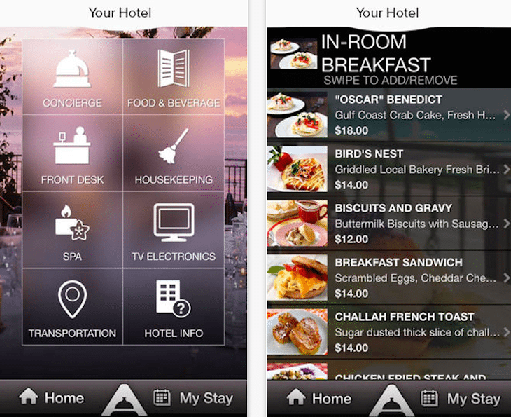 The Alice iOS hotel concierge app enables a hotel's guest to pre-order room service, schedule a day at the spa, and tell the valet where to bring the car.