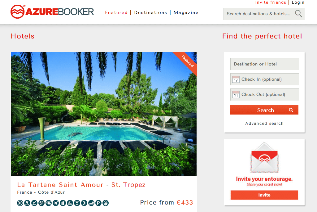 AzureBooker is an online travel booking website.