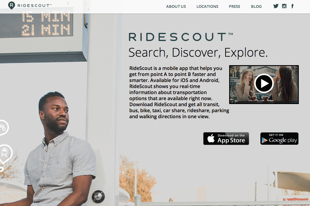 RideScout is a mobile app that helps users plan short trips between two points. 