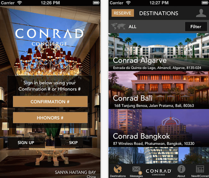 Like several travel companies, Conrad Hotels & Resorts introduced a feature in its mobile apps, a concierge feature, and only publicized the tweak a year later.