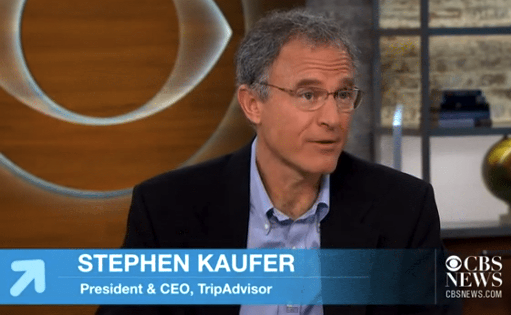 TripAdvisor CEO Stephen Kaufer appearing on CBS News. 