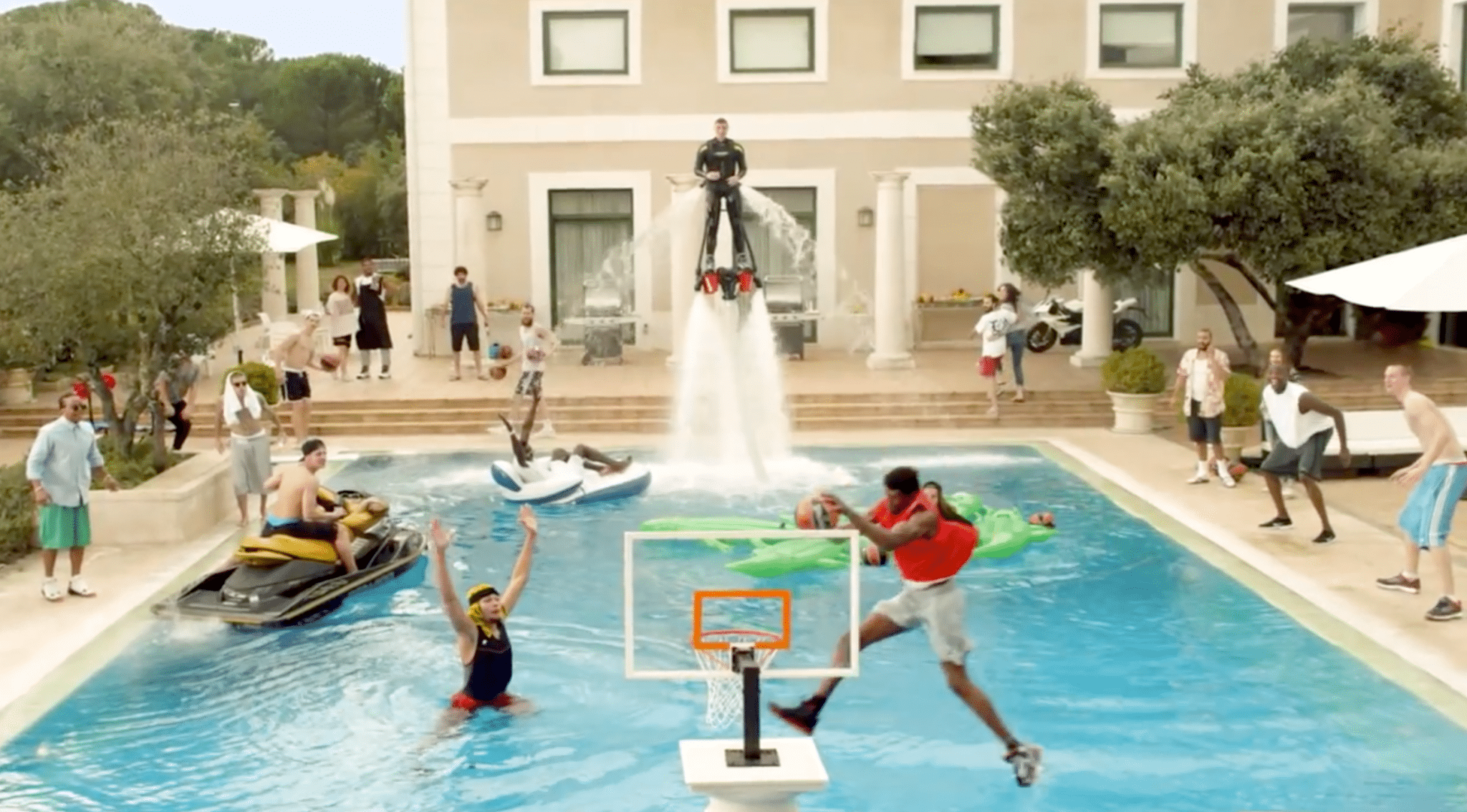 Still from Turkish Airline's "Epic Pool Dunk" video. 