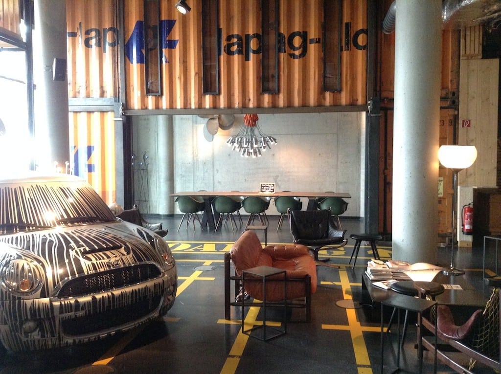 Hapag-Lloyd shipping container houses The Boardroom at 25hours Hotel Hamburg HafenCity.