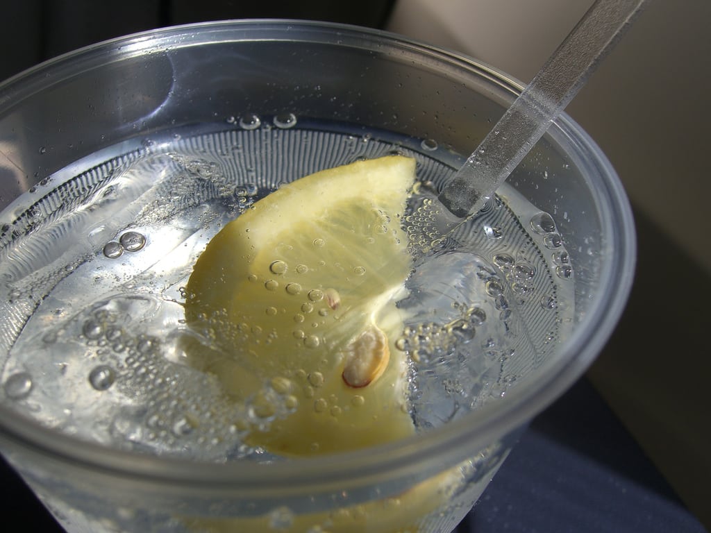 A drink served during a flight. 